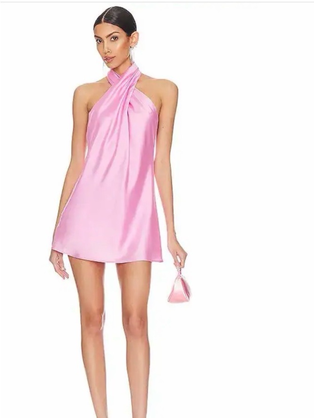 Show Me Your MuMu Pink Satin Halter Mini Dress